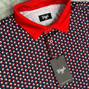 Waggle Polo Shirt Mens Large Bobby Fishing Print Golf Performance Stretch New‎